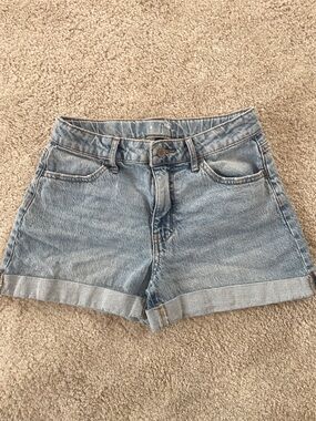 Light Blue Denim girls Rolled Hem Shorts